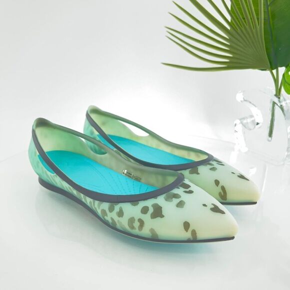 CROCS Womens Rio Ballet Flat Size 9 Leopard Fade Rubber Pointed Slip On Shoe - Picture 4 of 12